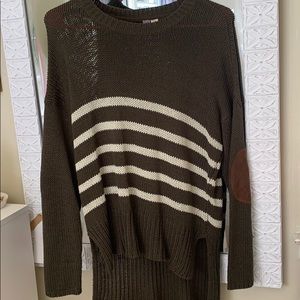 Army Green and White Striped Sweater